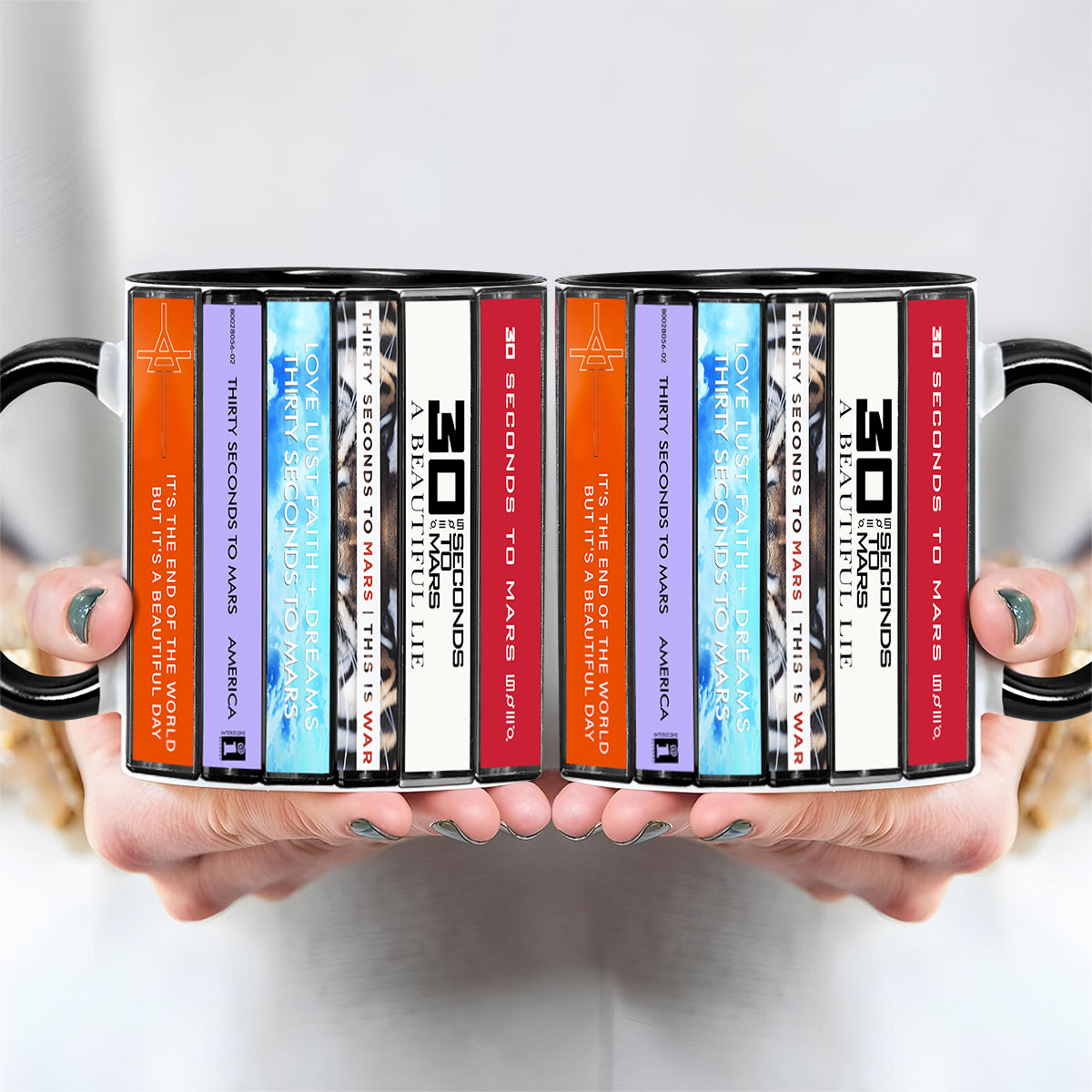 30 Seconds to Mars Albums Cassette Collection Retro Accent Mug