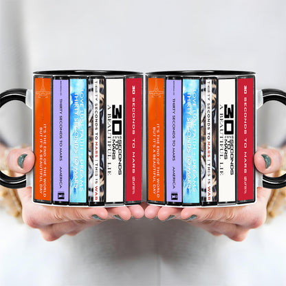 30 Seconds to Mars Albums Cassette Collection Retro Accent Mug