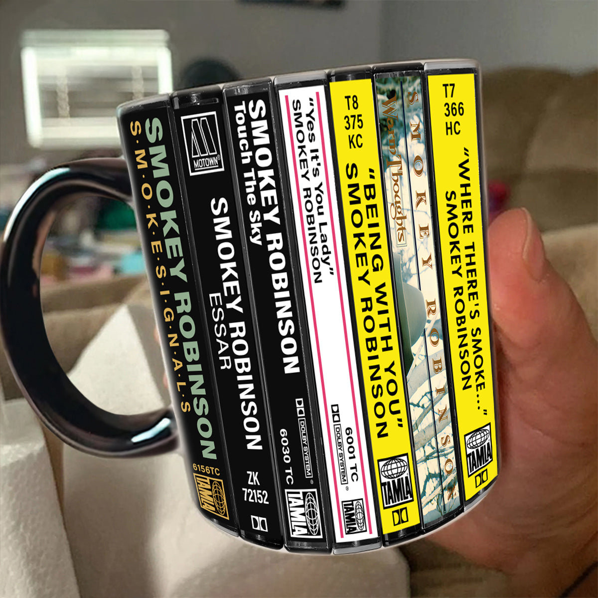 Smokey Robinson Albums Cassette Collection Retro Accent Mug