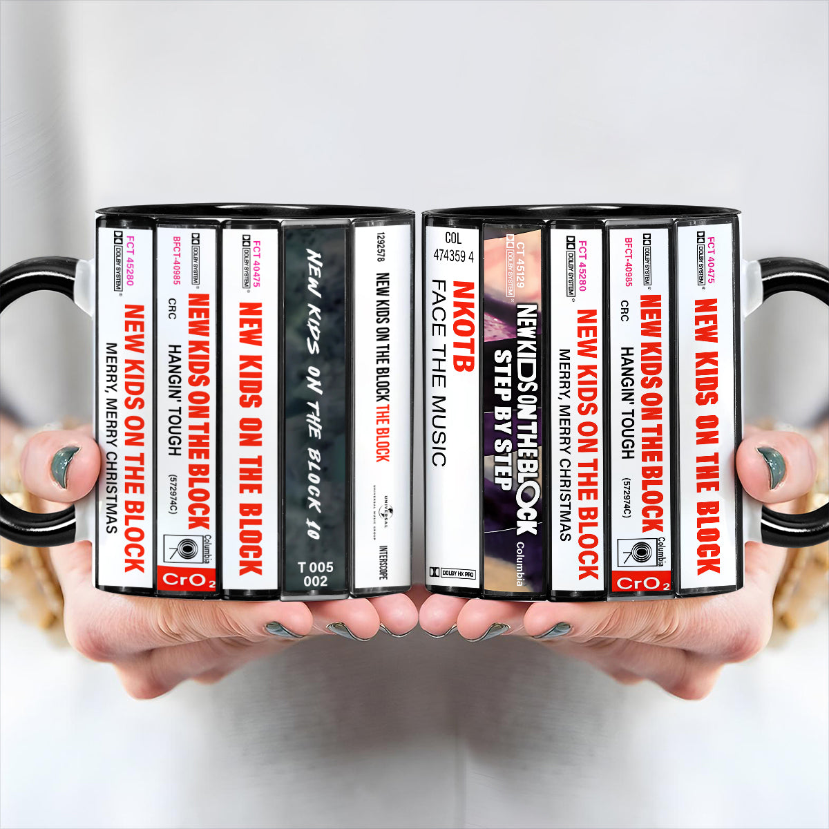 New Kids on the Block Albums Cassette Collection Retro Accent Mug