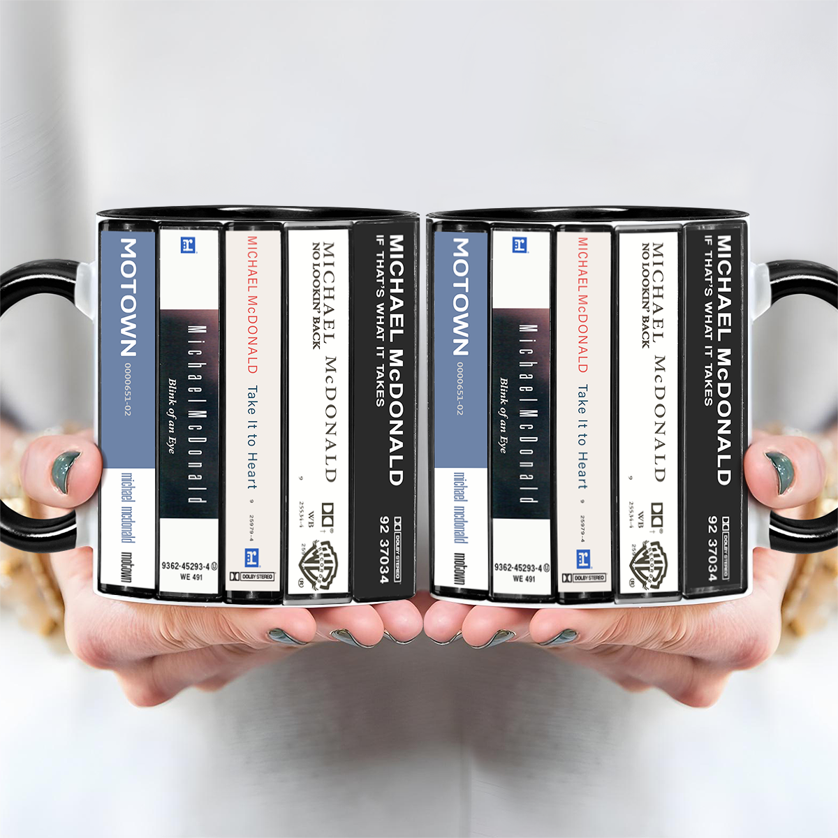 Michael McDonald Albums Cassette Collection Retro Accent Edge-to-Edge Printed Mug