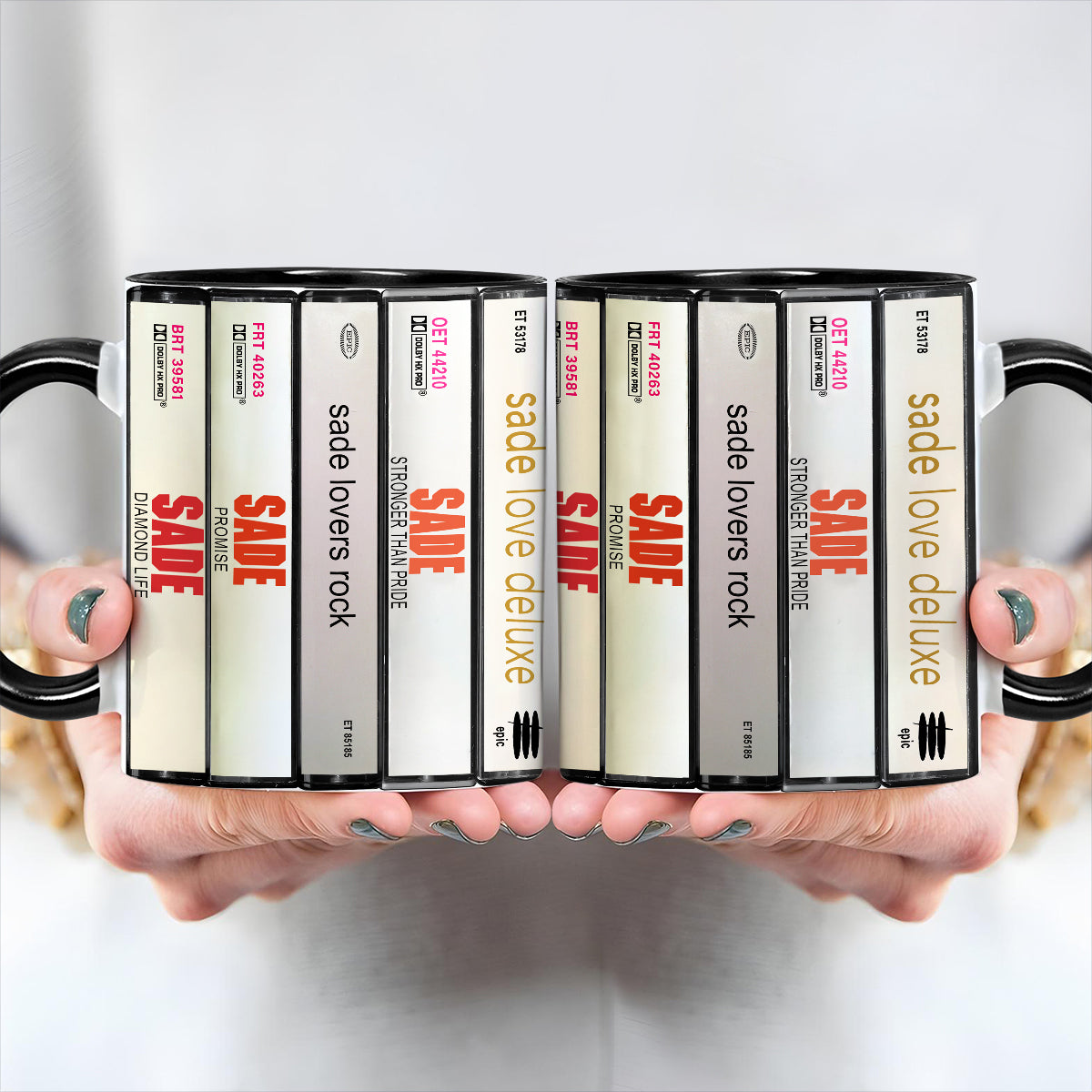 Sade Albums Cassette Collection Retro Accent Edge-to-Edge Printed Mug