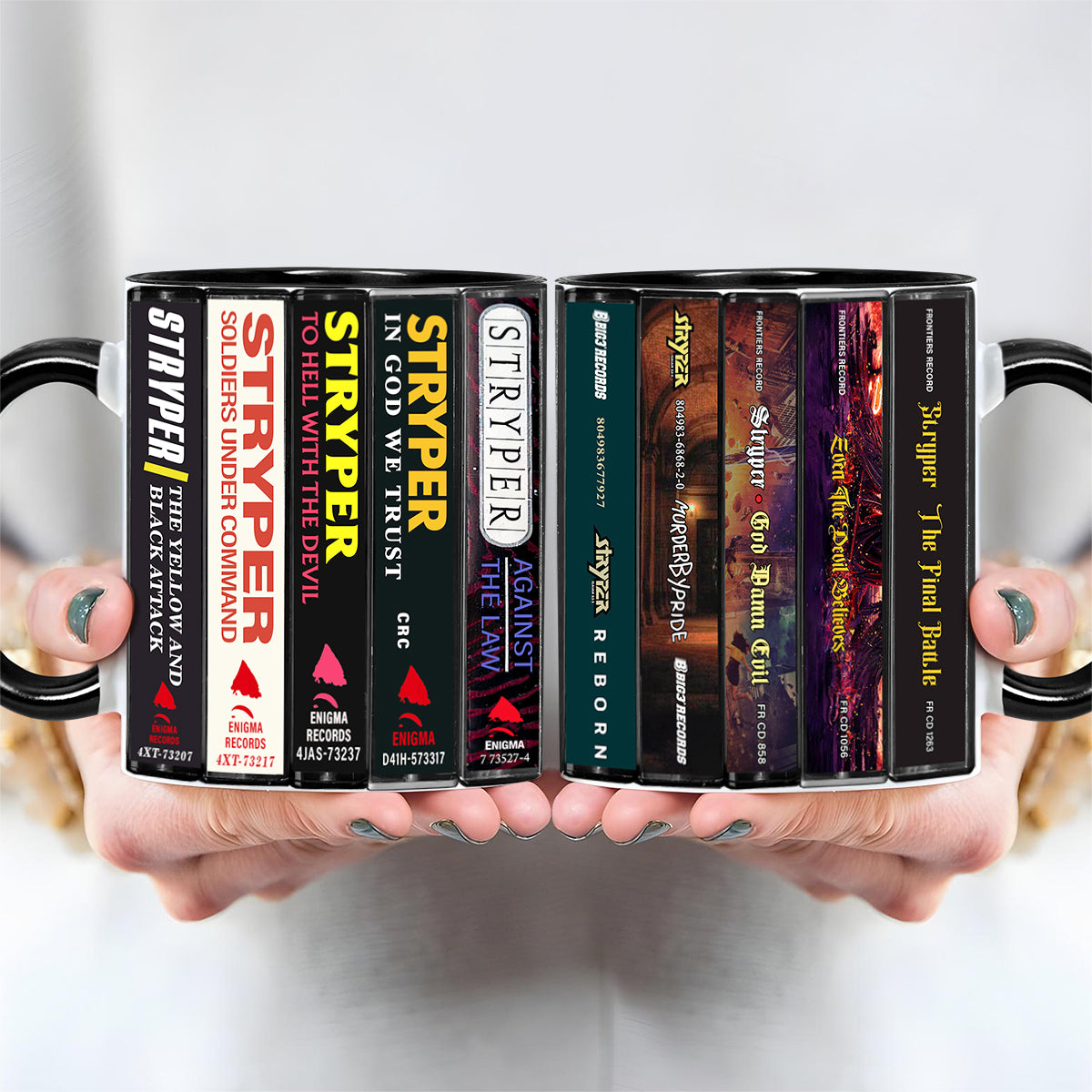 Stryper Albums Cassette Collection Retro Accent Edge-to-Edge Printed Mug