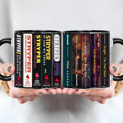 Stryper Albums Cassette Collection Retro Accent Edge-to-Edge Printed Mug