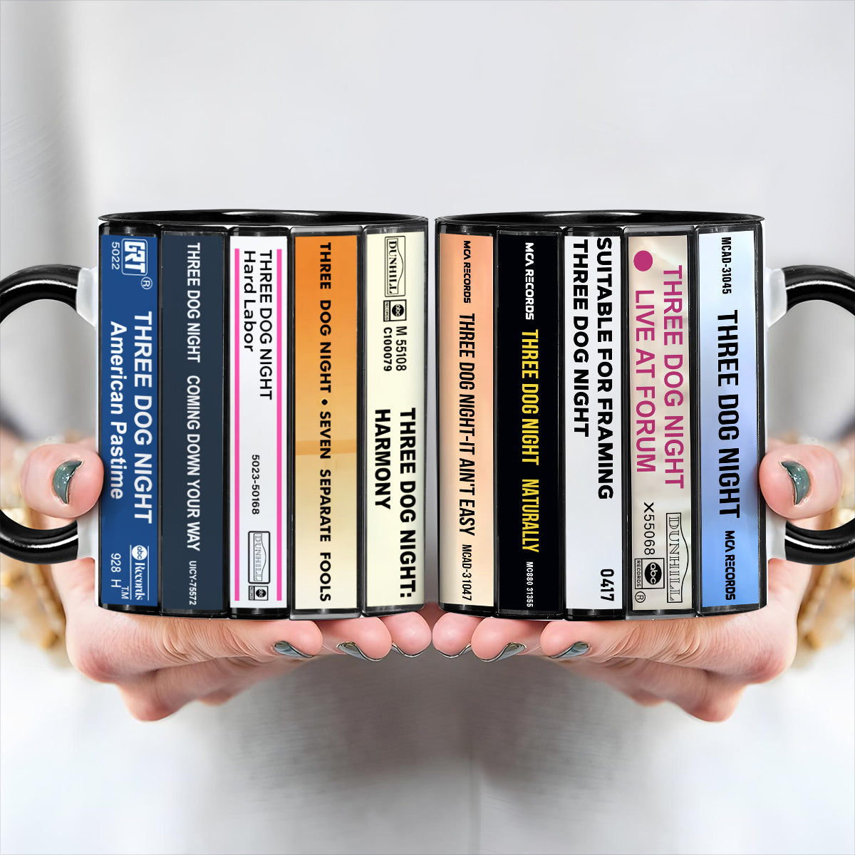 Three Dog Night Albums Cassette Collection Retro Accent Mug