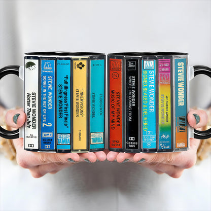 Stevie Wonder Albums Cassette Retro Collection Accent Mug