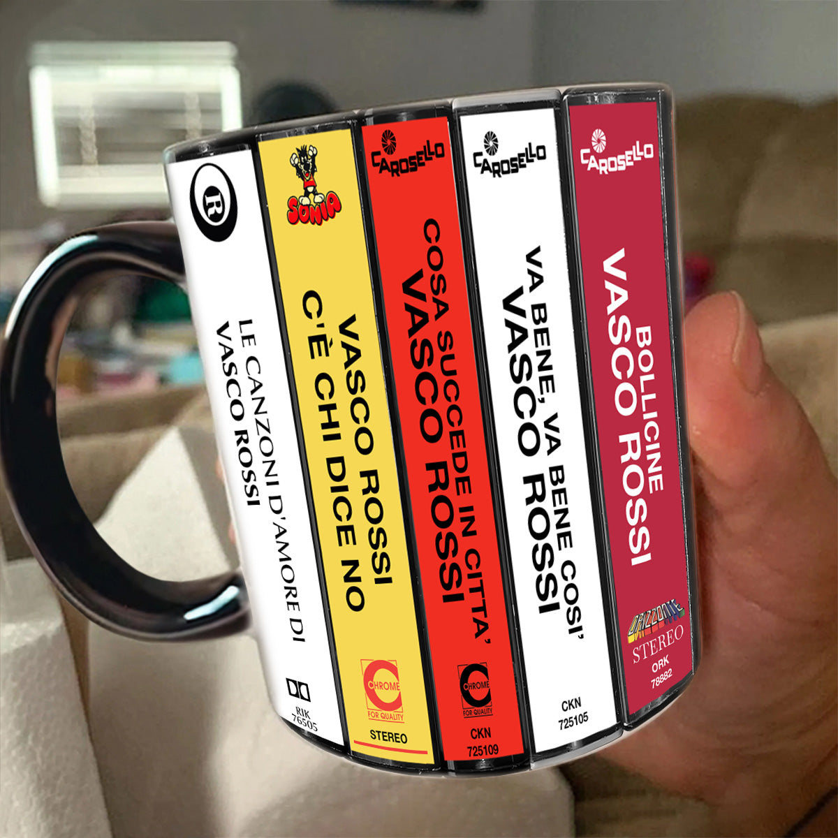 Vasco Rossi Albums Cassette Collection Retro Accent Mug