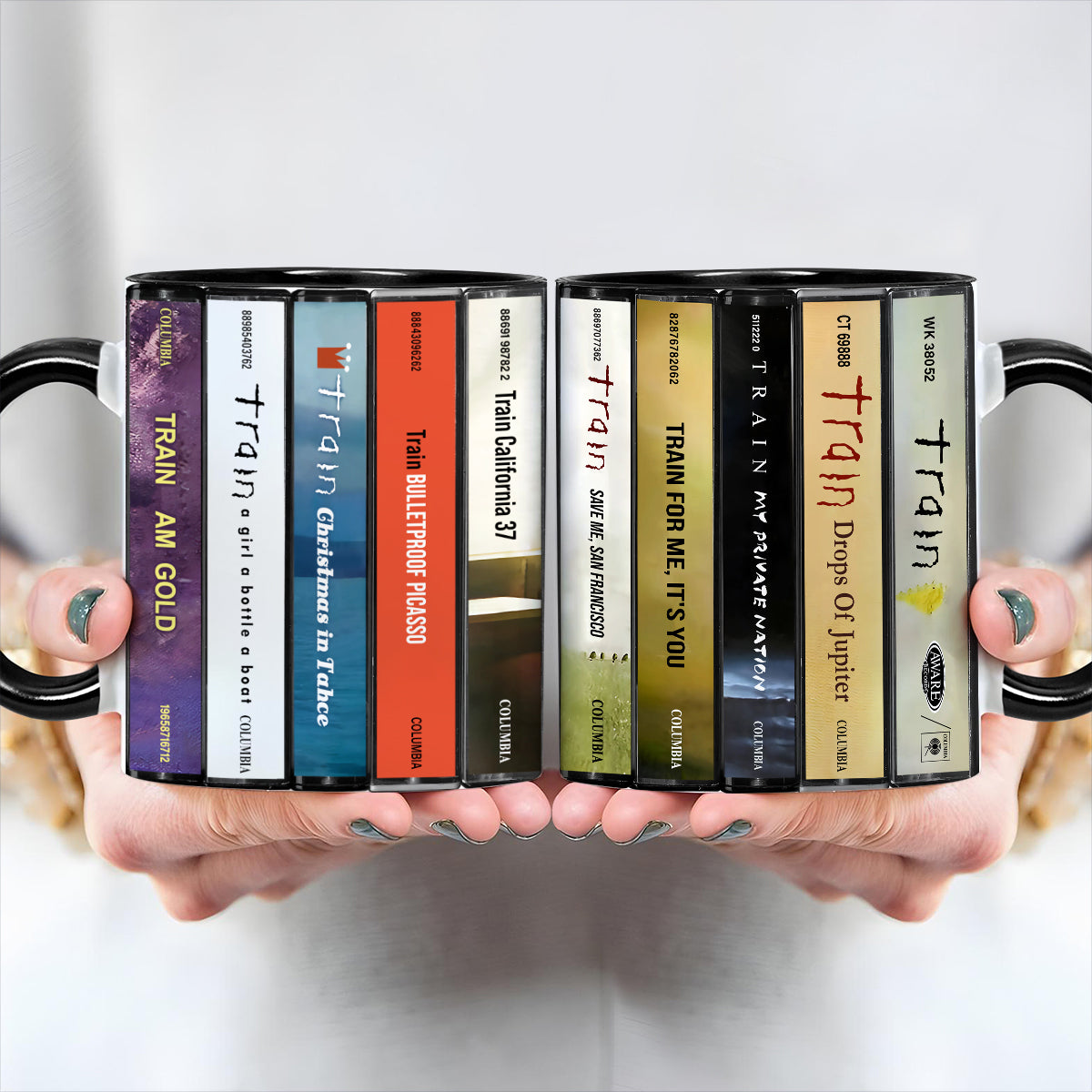 Train Albums Cassette Collection Retro Accent Mug