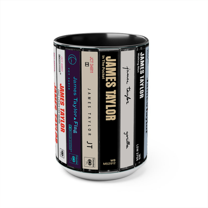 James Taylor Albums Cassette Collection Retro Accent Edge-to-Edge Printed Mug