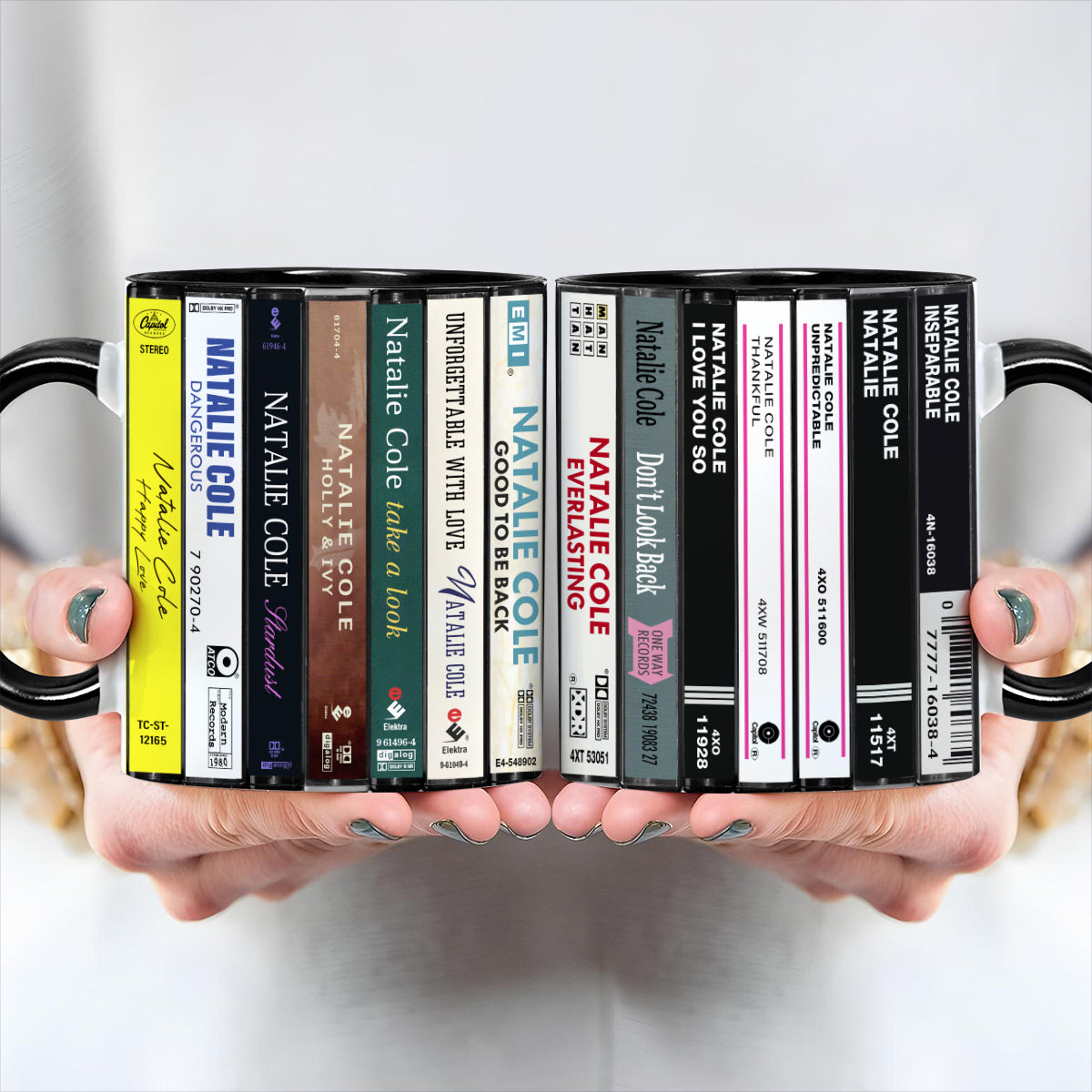 New Natalie Cole Albums Cassette Collection Retro Accent Edge-to-Edge Printed Mug