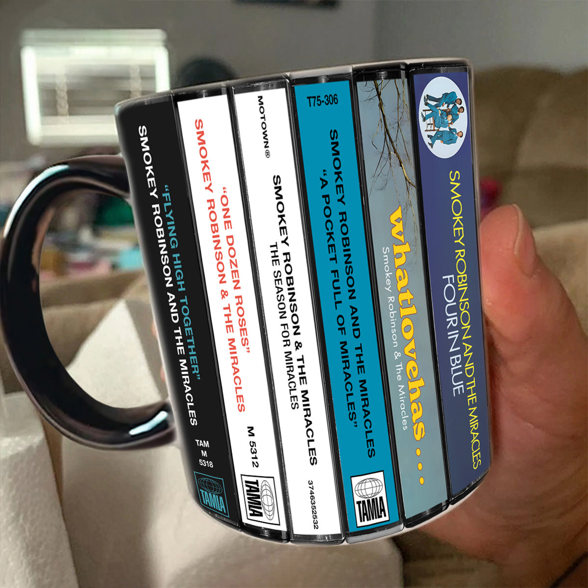 Smokey Robinson & The Miracles Albums Cassette Collection Retro Accent Mug