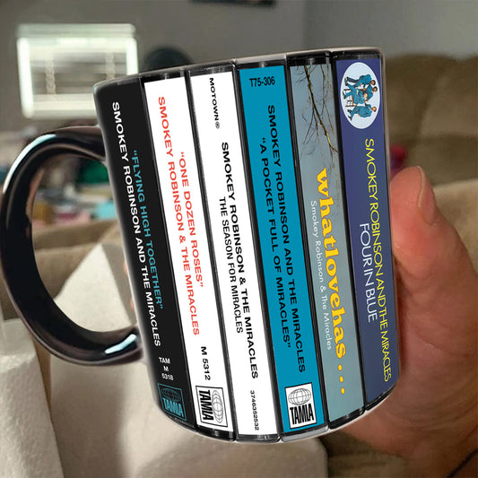 Smokey Robinson & The Miracles Albums Cassette Collection Retro Accent Mug