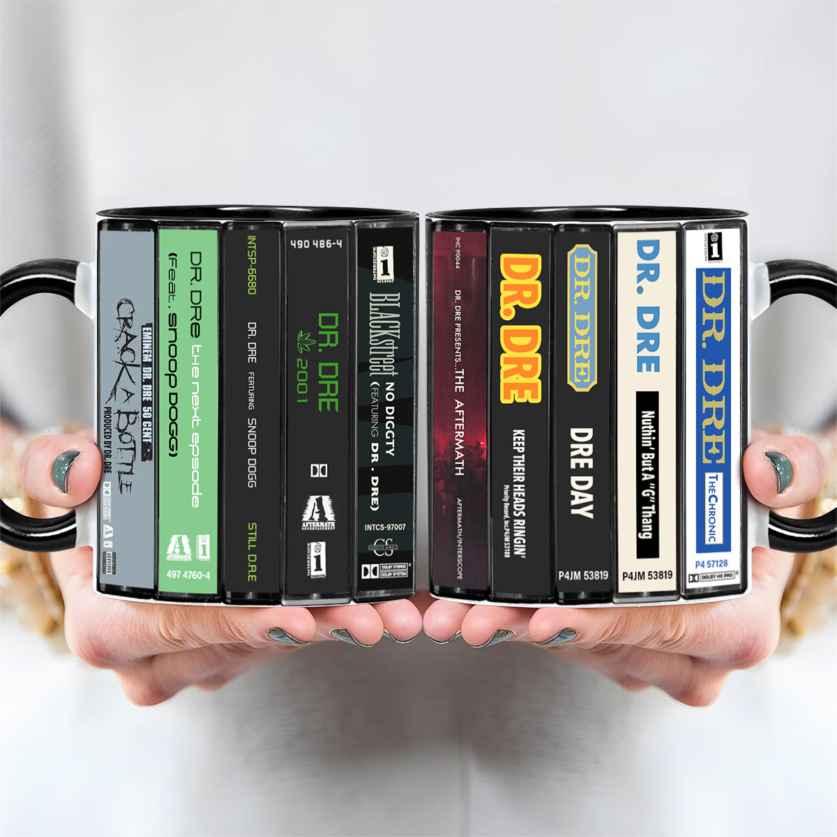 Dr. Dre Albums Cassette Collection Retro Accent Edge-to-Edge Printed Mug