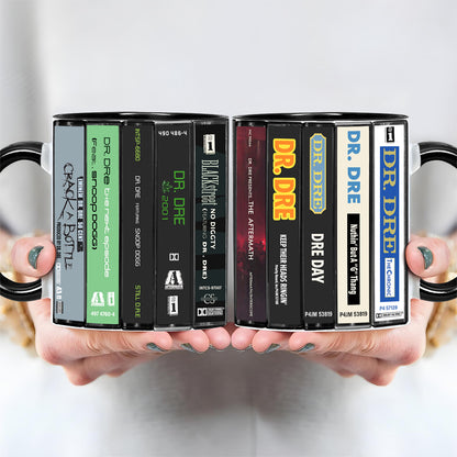 Dr. Dre Albums Cassette Collection Retro Accent Edge-to-Edge Printed Mug