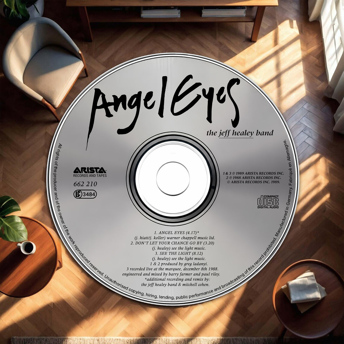 Angel Eyes- Jeff Healy Band Album Music CD Round Rug
