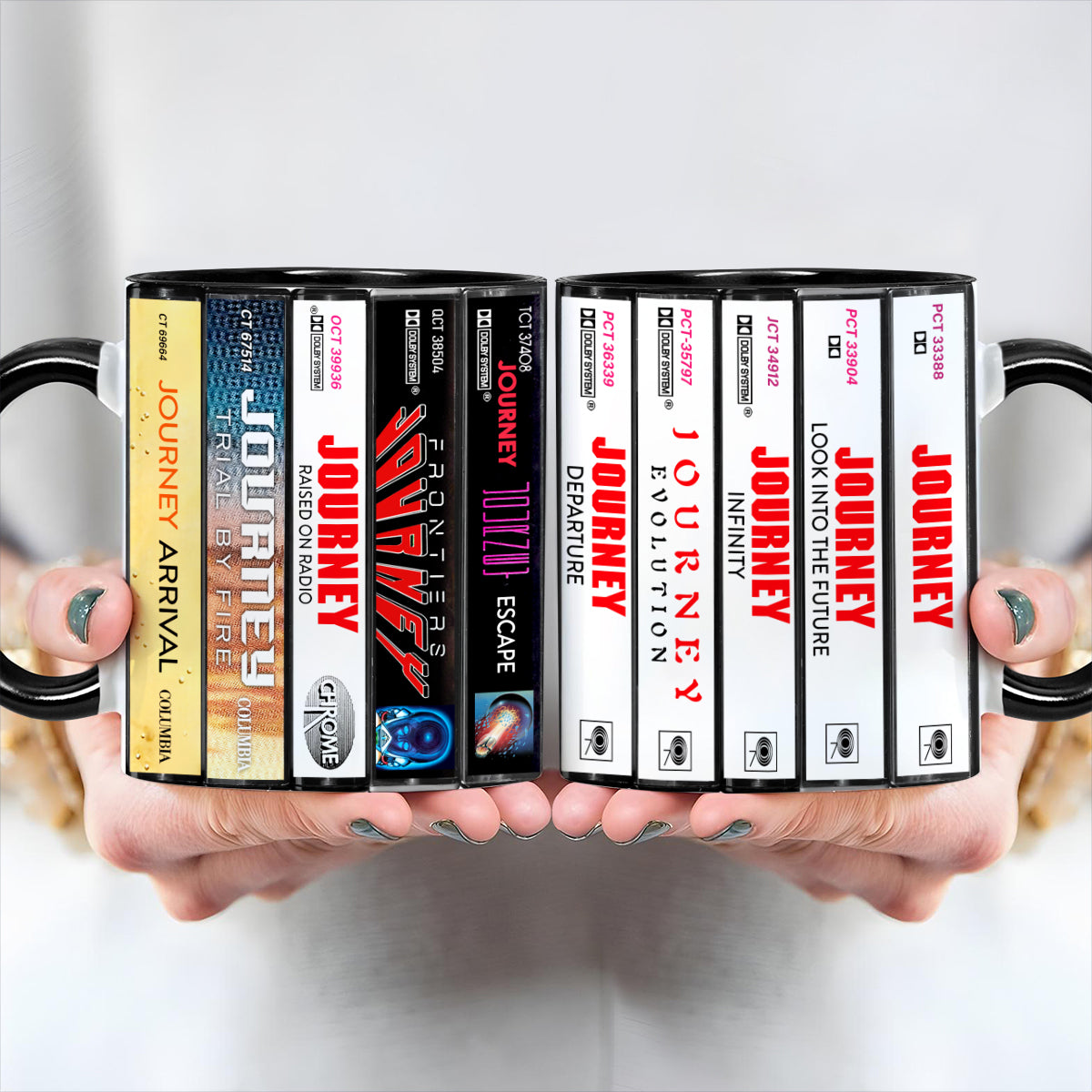 Journey Albums Cassette Collection Retro Accent Edge-to-Edge Printed Mug