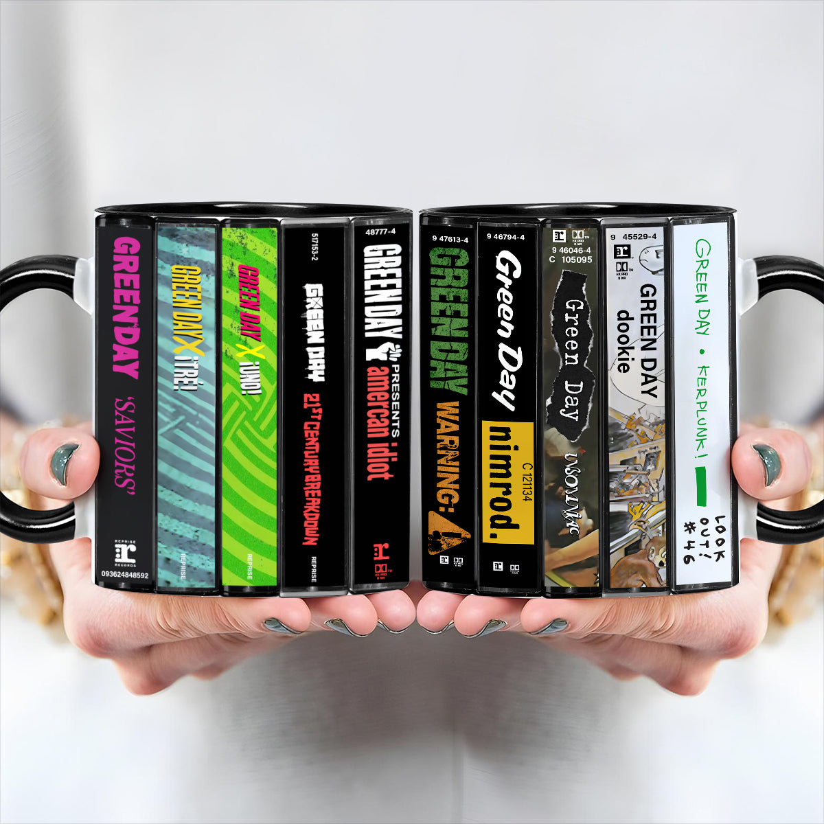 Green Day Albums Cassette Collection Retro Accent Mug