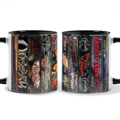 Obituary Albums Cassette Collection Retro Accent Mug