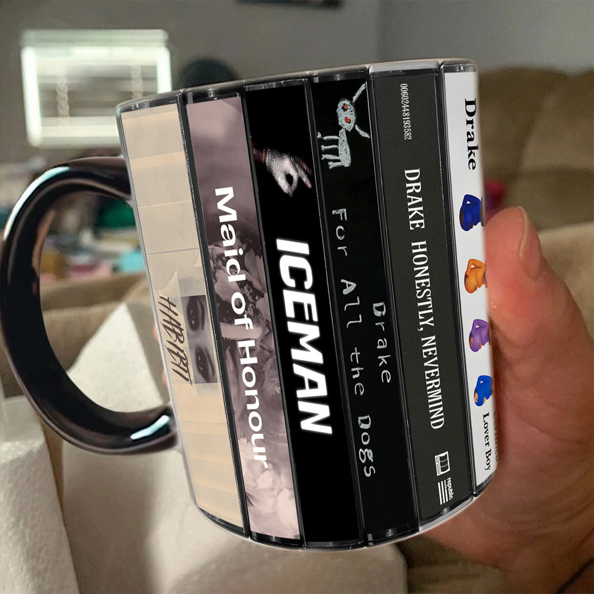 Drake Albums Cassette Collection Retro Accent Edge-to-Edge Printed Mug