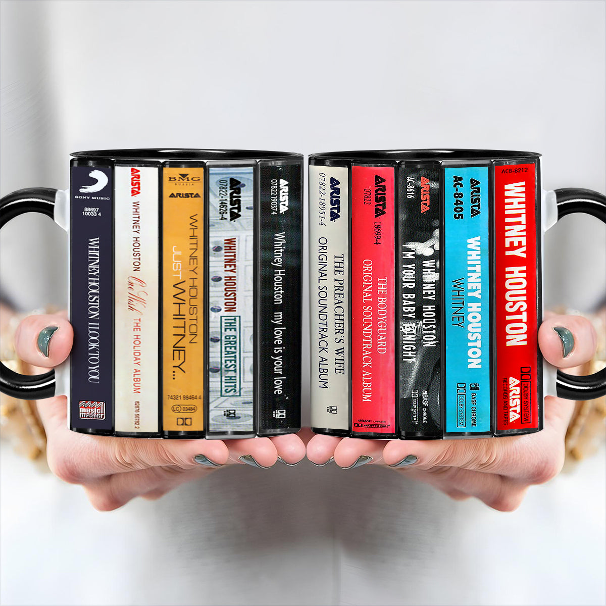 Whitney Houston Albums Cassette Retro Collection Accent Mug