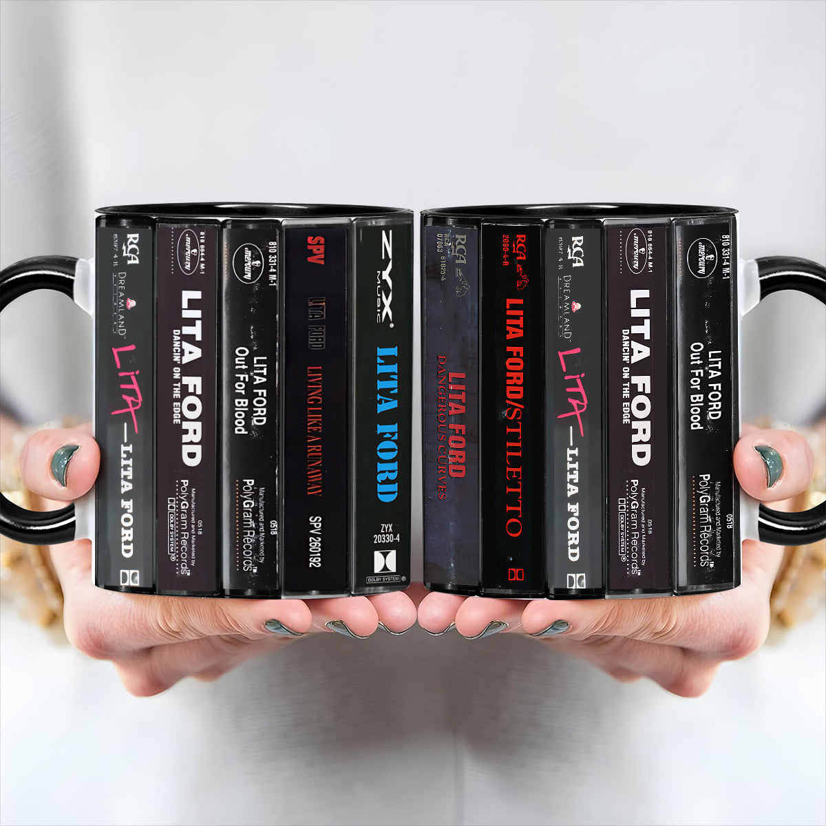 Lita Ford Albums Cassette CollectionRetro Accent Mug