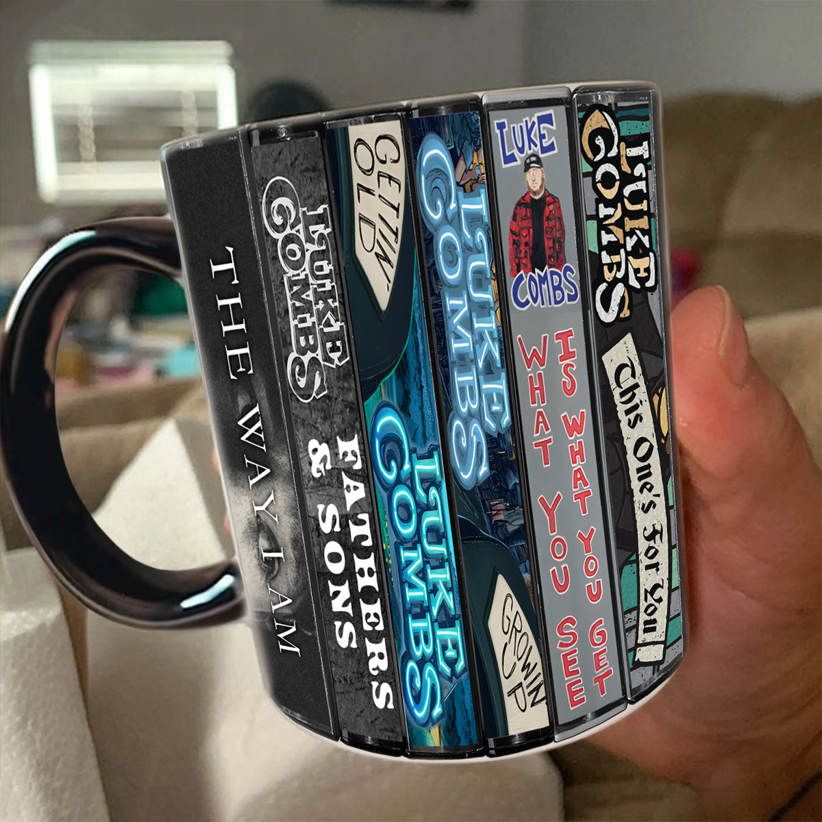 Luke Combs Albums Cassette Collection Retro Accent Mug