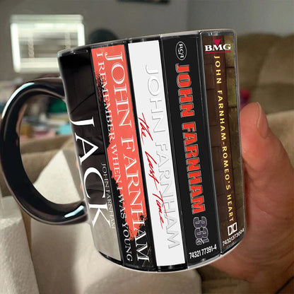John Farnham Albums Cassette Collection Retro Accent Mug