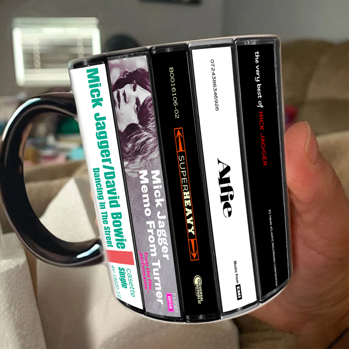 Mick Jagger Albums Cassette Collection Retro Accent Mug