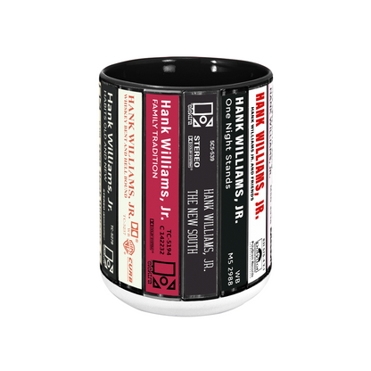Hank Williams Jr. Albums Cassette Collection Retro Accent Mug