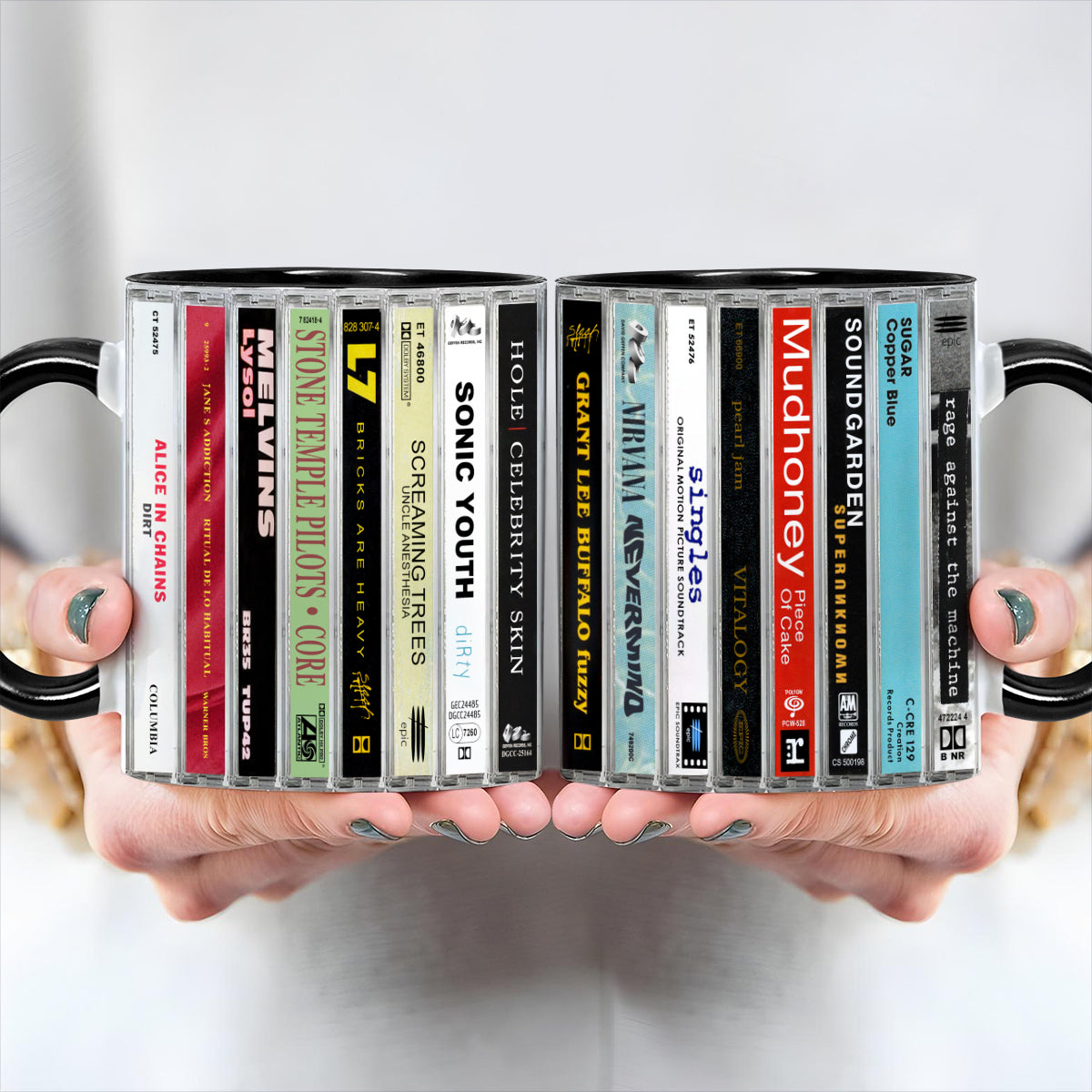 Classic Grunge Bands Music Cassette Accent Mug