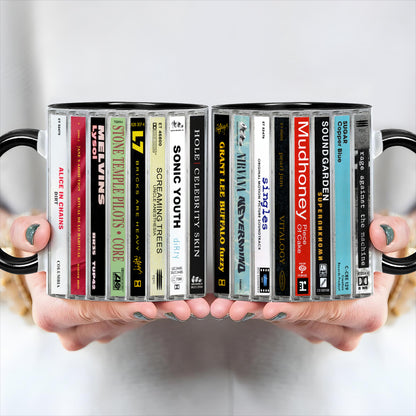 Classic Grunge Bands Music Cassette Accent Mug