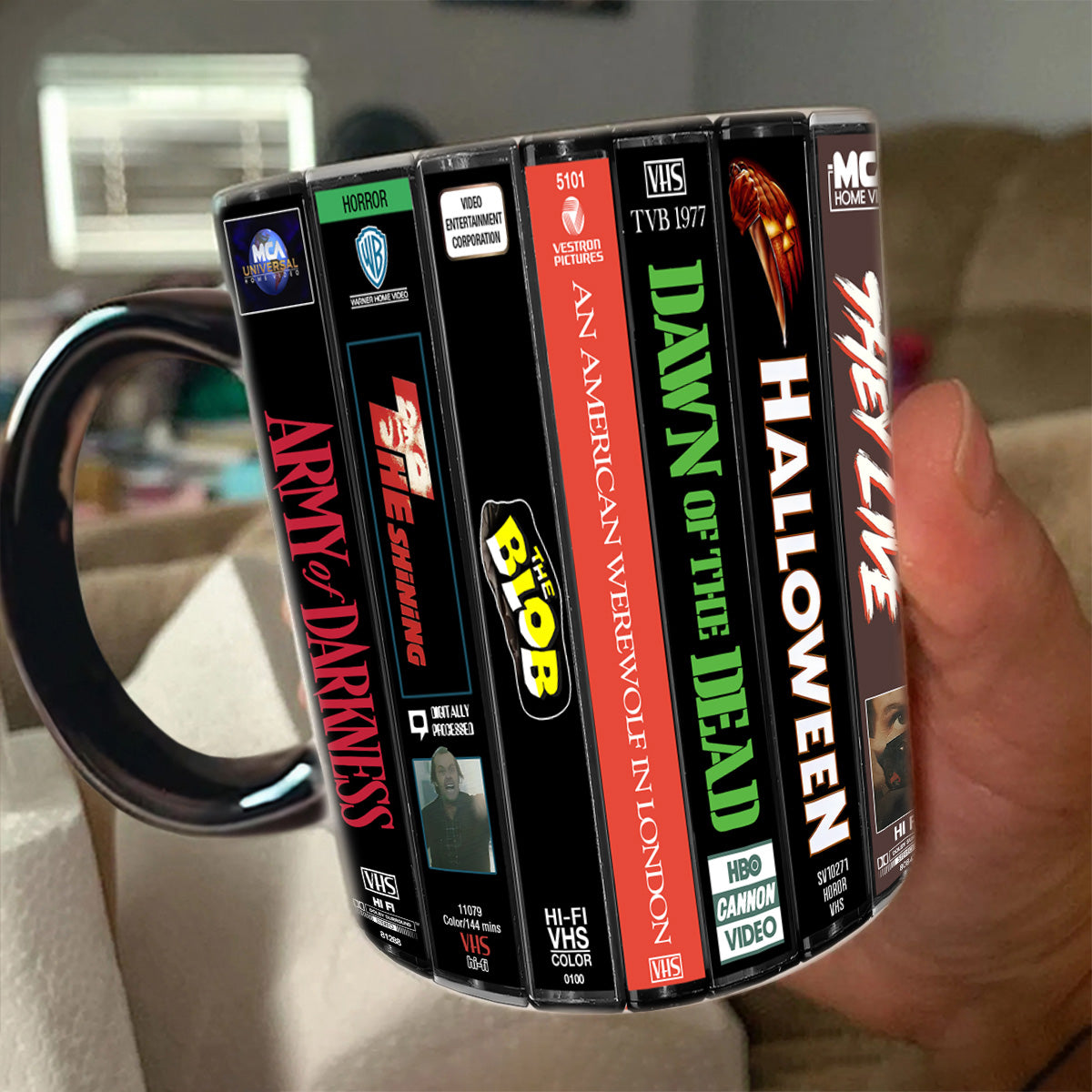 VHS Tape Halloween Movies Nostalgic Accent Mug - Horror Version 3
