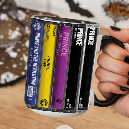 Prince Albums Cassette Collection Retro Accent Edge-to-Edge Printed Mug