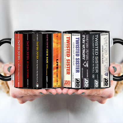 Twisted Sister Albums Cassette Collection Retro Accent Edge-to-Edge Printed Mug