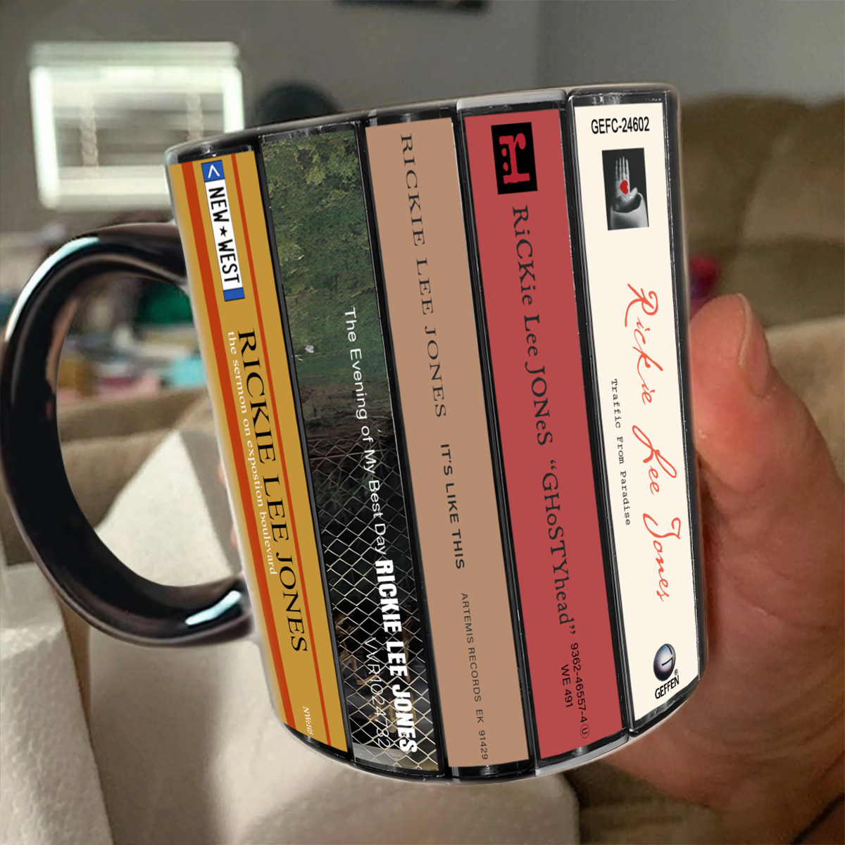 Rickie Lee Jones Albums Cassette Collection Retro Accent Mug