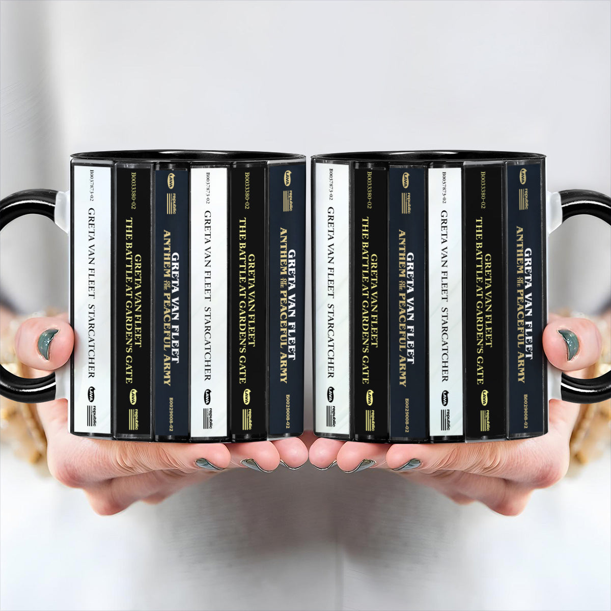 Greta Van Fleet Albums Cassette Collection Retro Accent Edge-to-Edge Printed Mug