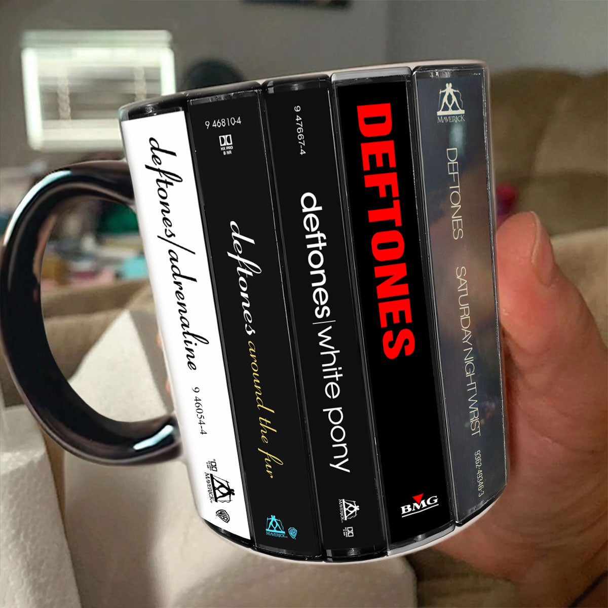 Deftones Albums Cassette Collection Retro Accent Edge-to-Edge Printed Mug