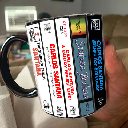 Carlos Santana Albums Cassette Collection Retro Accent Mug