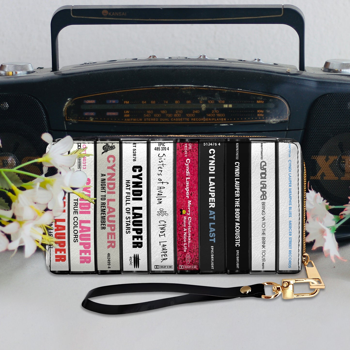 Cyndi Lauper Albums Cassette Vintage Leather Long Wallet