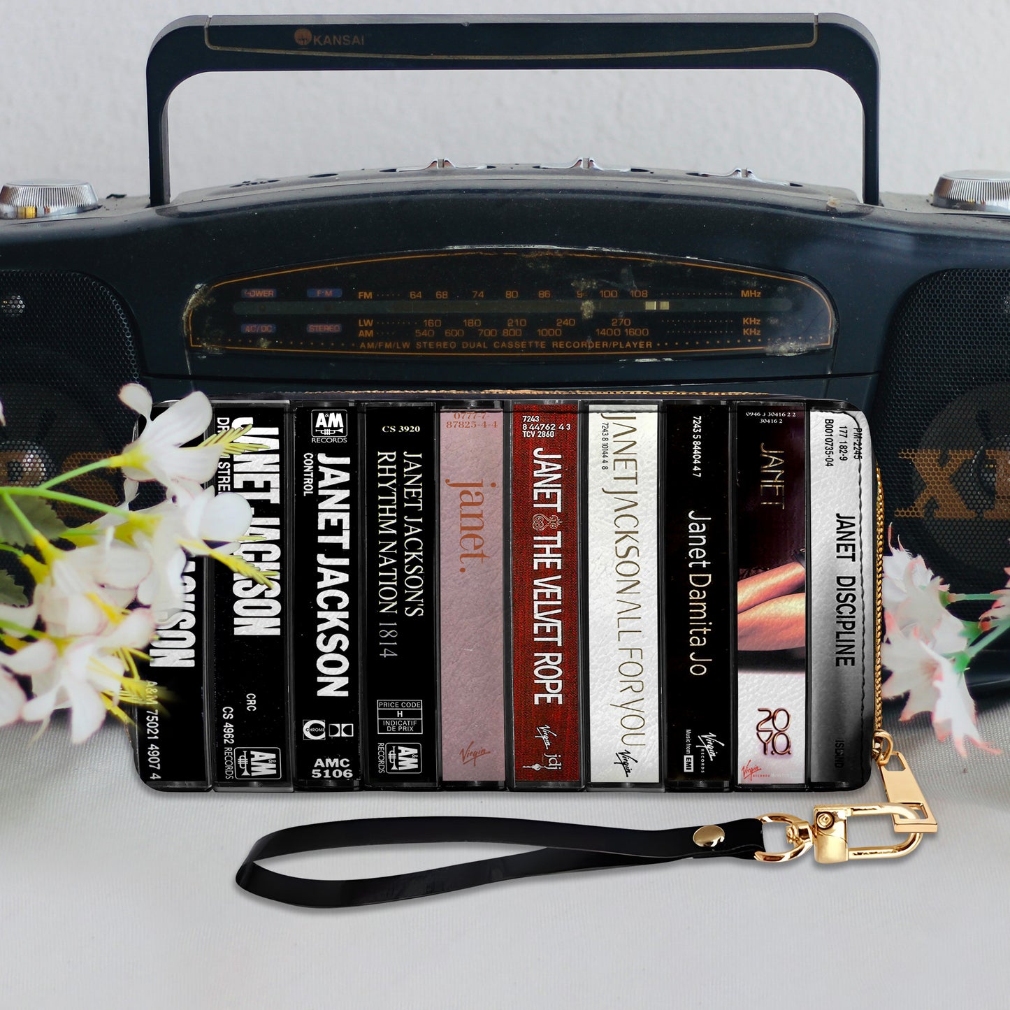 Janet Jackson Albums Cassette Vintage Leather Long Wallet