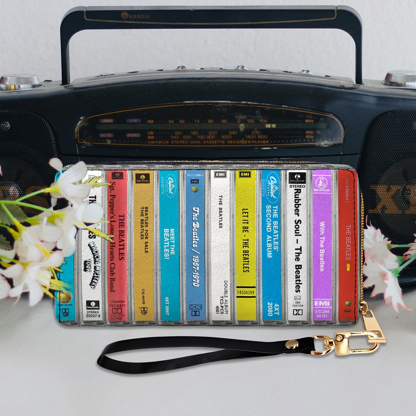 The Beatles Albums Cassette Vintage Leather Long Wallet