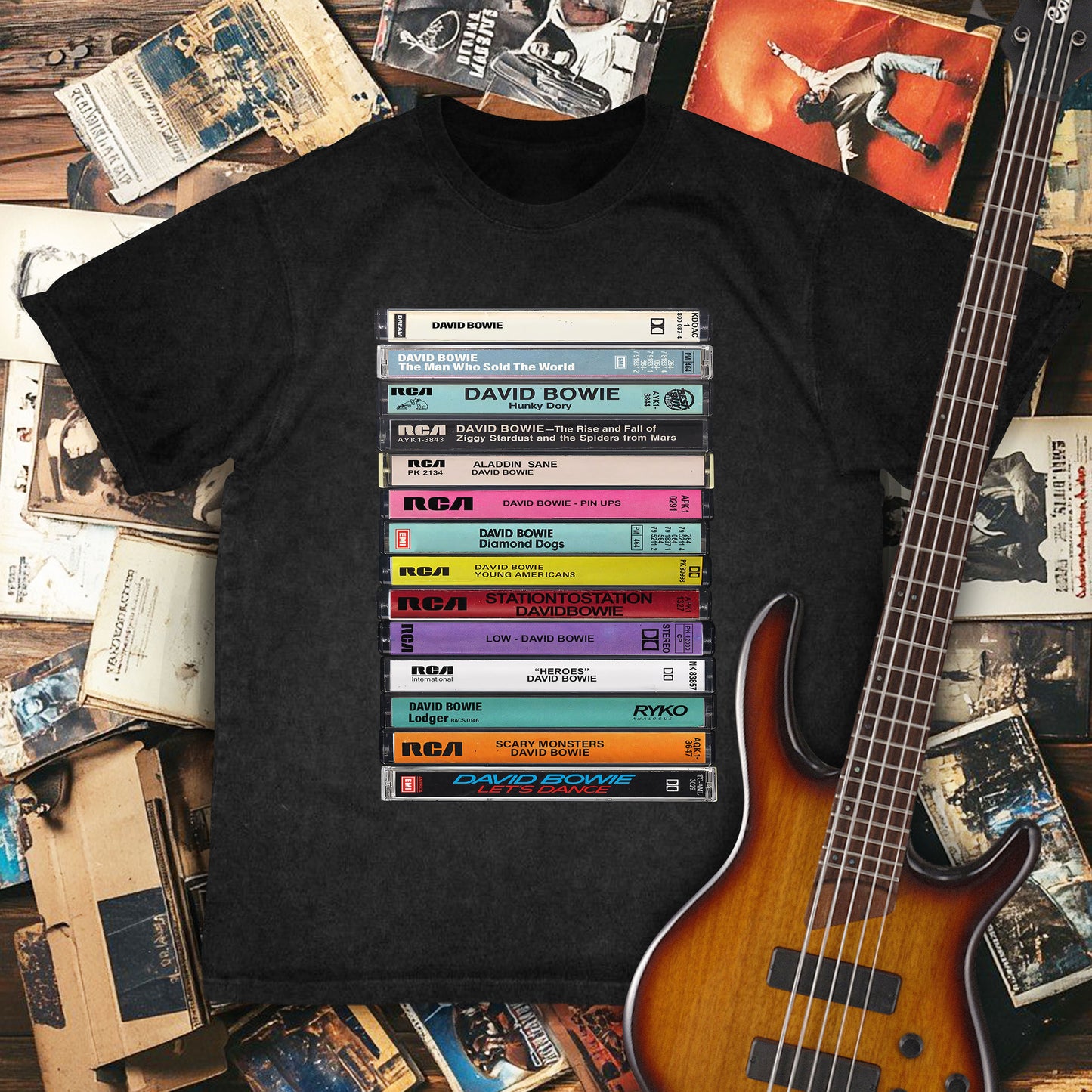 David Bowie Albums Cassette Retro Collection Premium Unisex T-Shirt