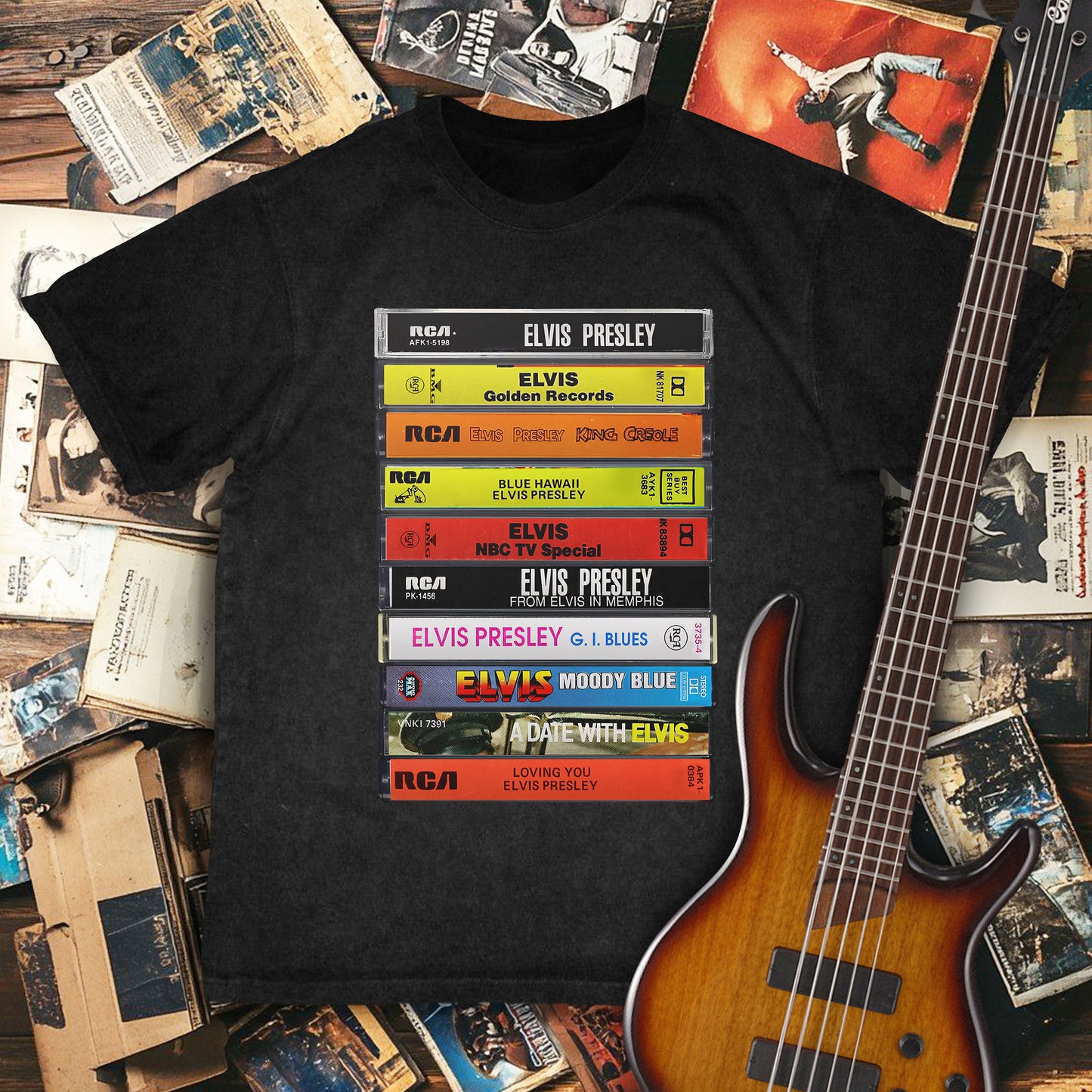 Elvis Presley Albums Cassette Retro Collection Premium Unisex T-Shirt