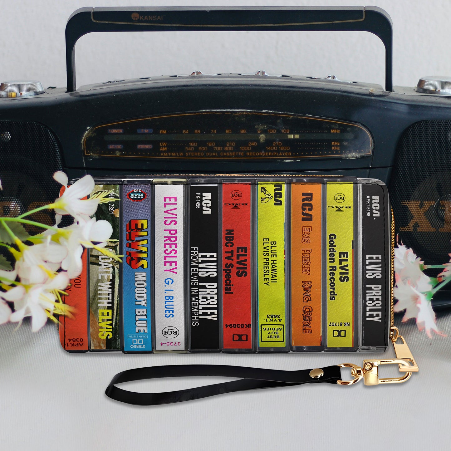 Elvis Presley Albums Cassette Vintage Leather Long Wallet