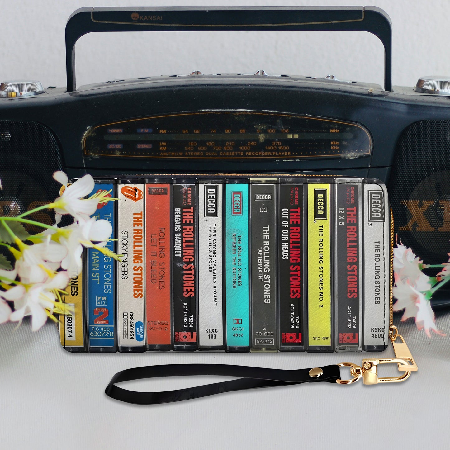 Rolling Stones Albums Cassette Vintage Leather Long Wallet
