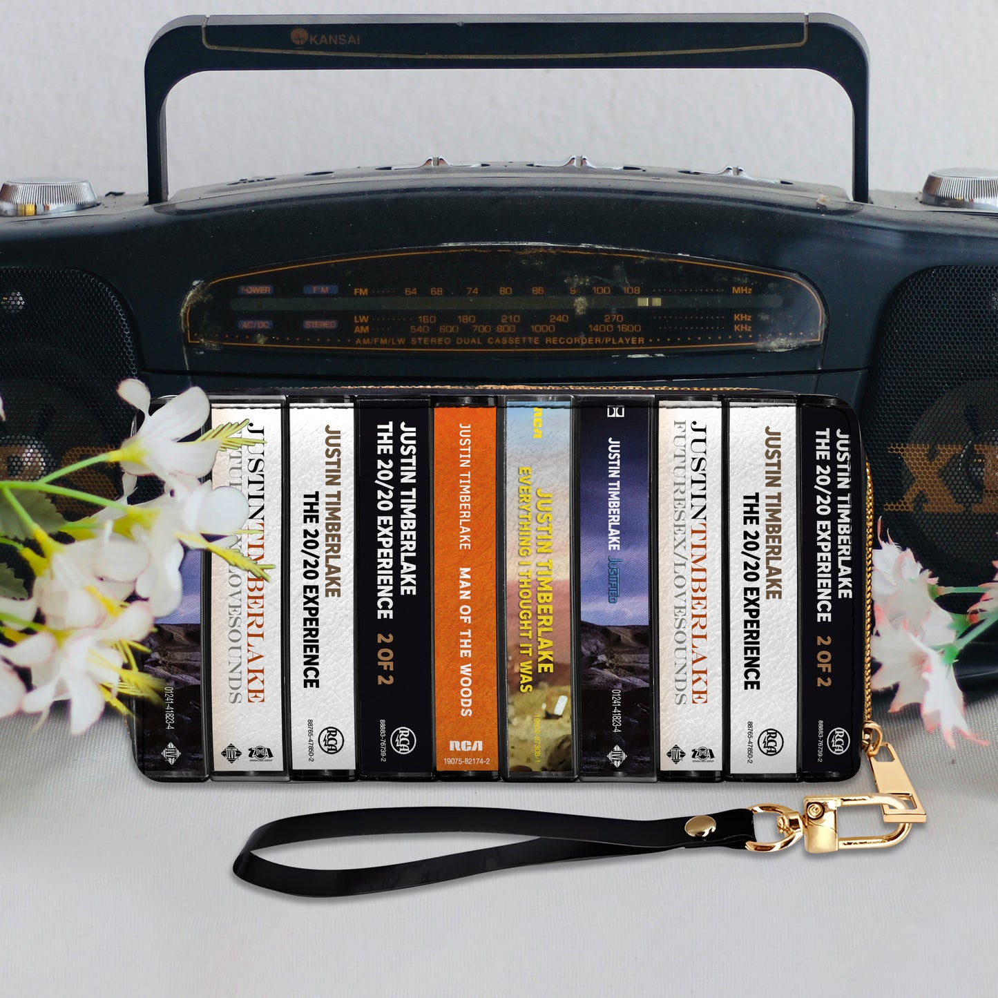 Justin Timberlake Albums Cassette Vintage Leather Long Wallet