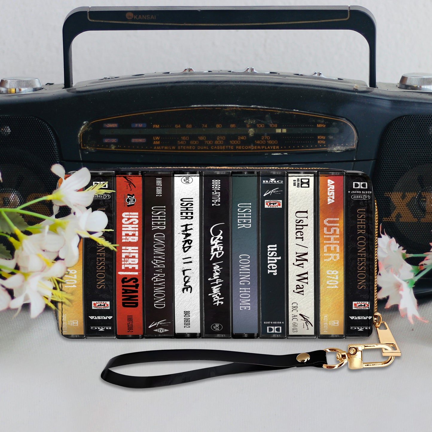 Usher Albums Cassette Vintage Leather Long Wallet