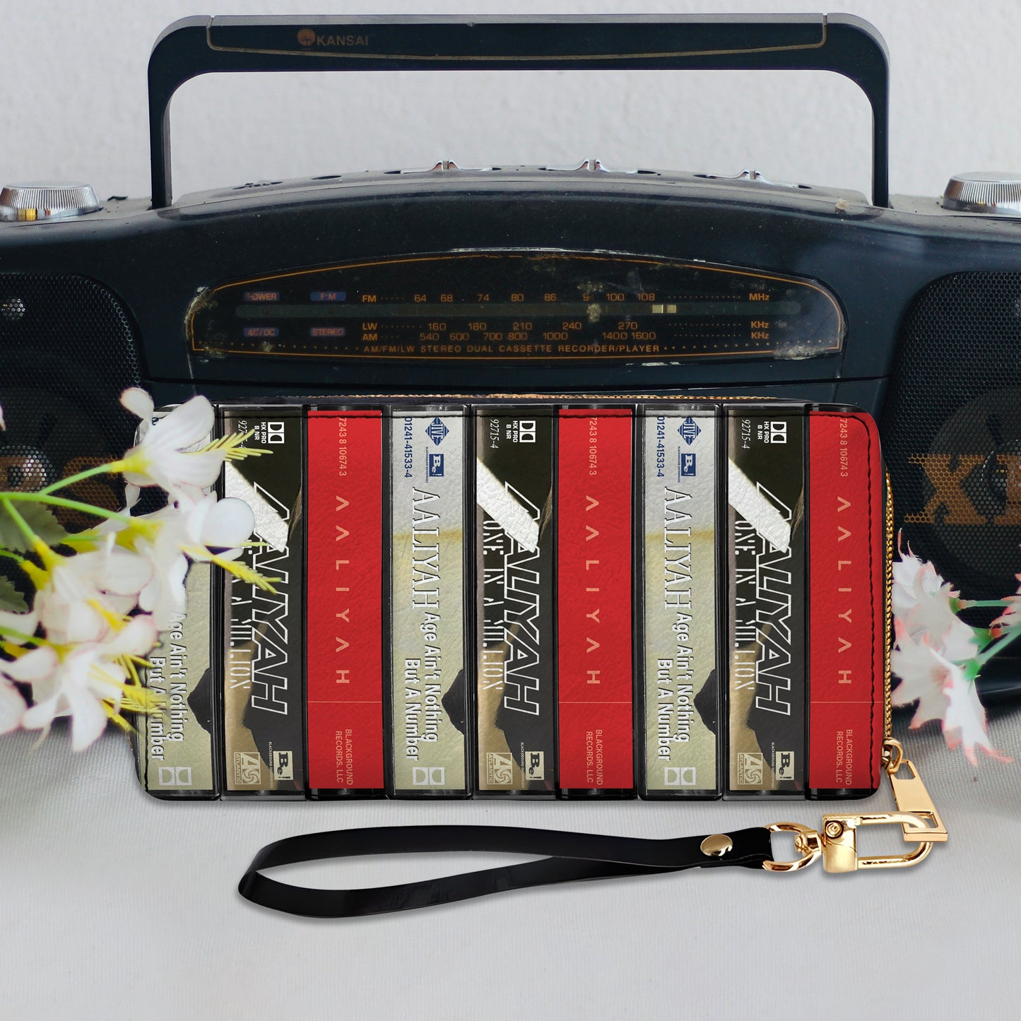 Aaliyah Albums Cassette Vintage Leather Long Wallet