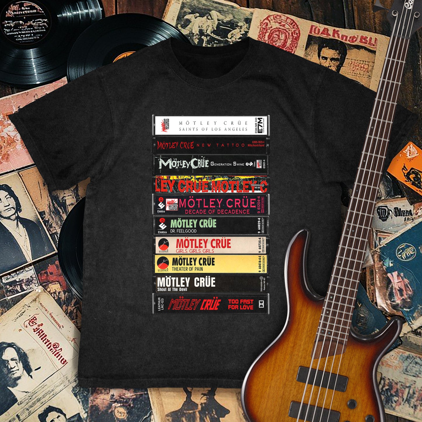 Mötley Crüe Albums Cassette Retro Collection Premium Unisex T-Shirt