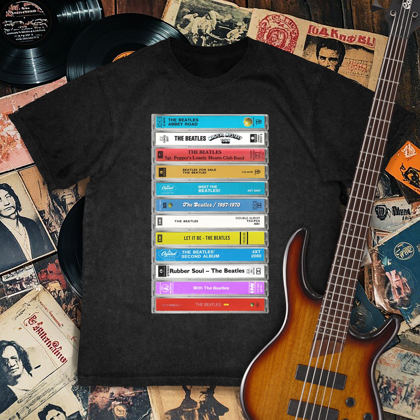 The Beatles Albums Cassette Retro Collection Premium Unisex T-Shirt